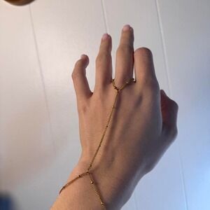 Gold Dainty Satellite Bead Hand Chain Ring Bracelet Boho Slave Bracelet
